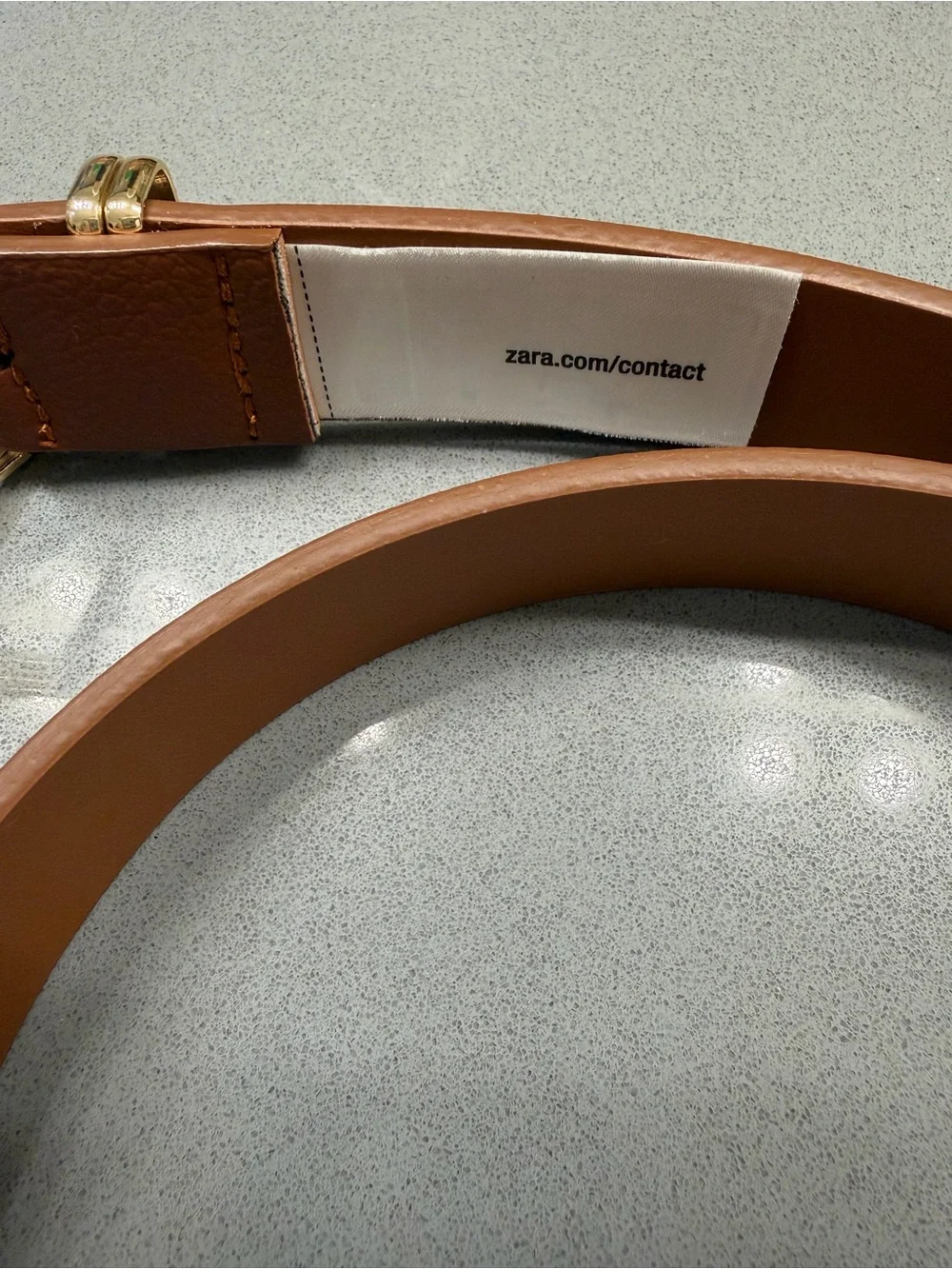 Zara Brown Leather Belt with Gold Buckle